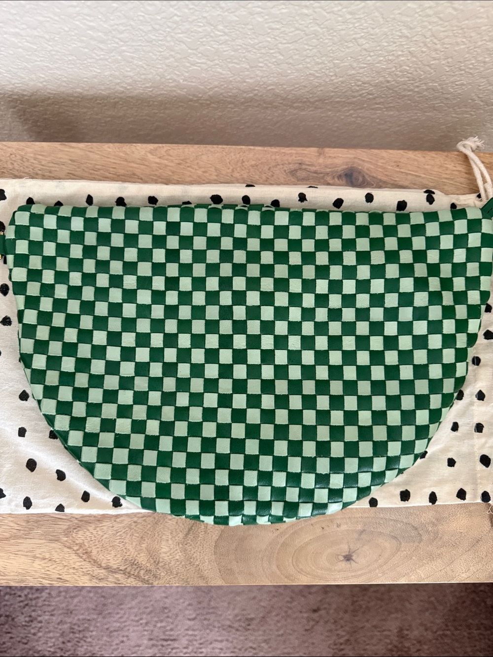 Clare V. Evergreen and Mist Woven Checker Grande Fanny NWT - Picture 3 of 4